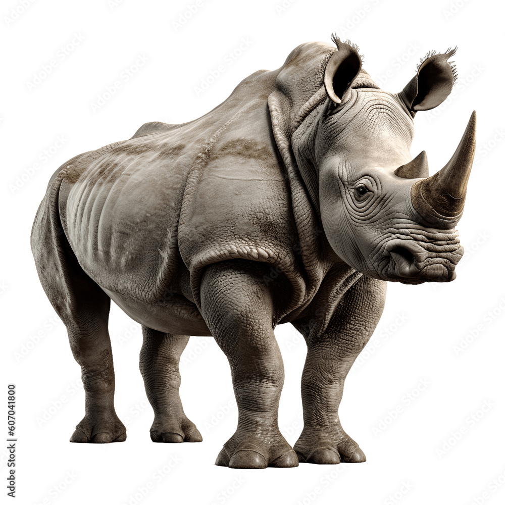 Fototapeta premium Rhino South Africa isolated on white background