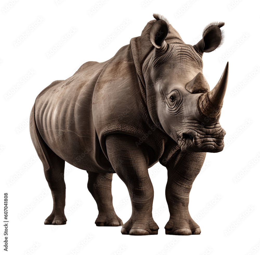 Obraz premium A portrait of an endangered rhino isolated on transparent background