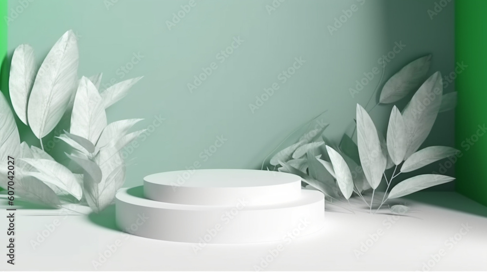 Podium for product advertisement or restaurant menus with beautiful background Generative AI Podium for product advertisement or restaurant menus with beautiful background Generative AI