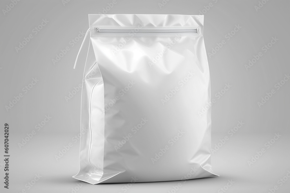 Empty plastic bag with zip-lock mock up for advertisement, photos, brands Generative AI Empty plastic bag with zip-lock mock up for advertisement, photos, brands Generative AI
