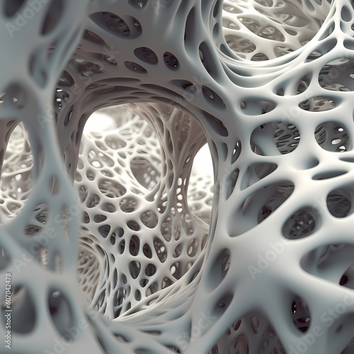 3D abstrakte natur organische Form, Struktur, Geflecht, Gewebe. Generative AI