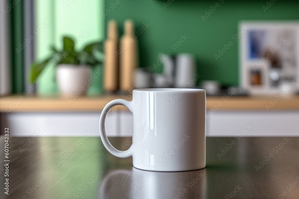 Fototapeta premium Empty Mug mock up for advertisement, photos, brands Generative AI