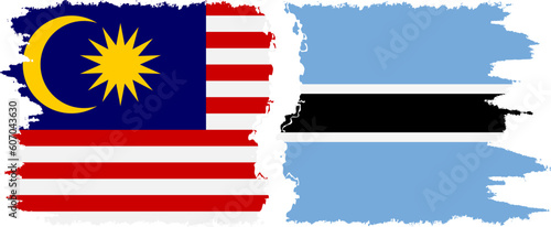 Botswana and Malaysia grunge flags connection vector