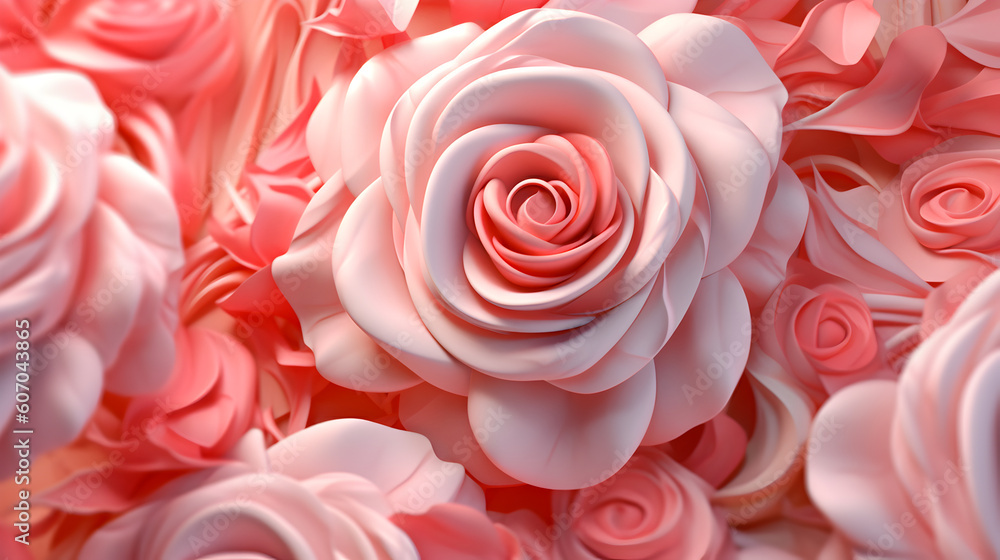 AI generated creamy roses background AI generated creamy roses background