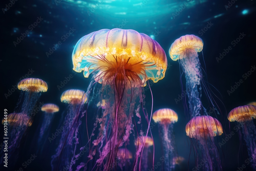 jellyfish in the sea with Ai Generated