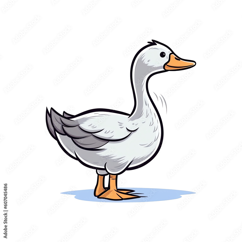 Delightful Waterbird: Cute 2D Illustration of a Goose Delightful Waterbird: Cute 2D Illustration of a Goose