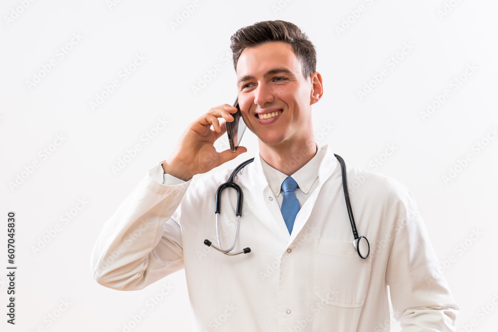 Portrait of doctor talking on the phone.