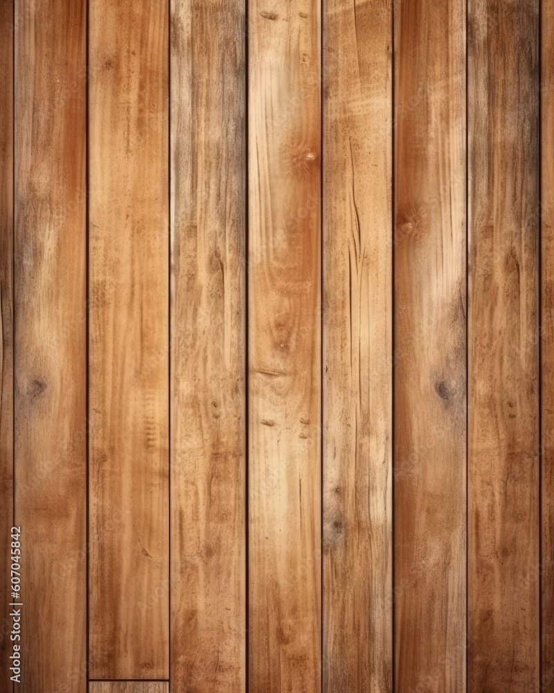 Fototapeta premium Top view of brown plank texture on wooden table. (Illustration, Generative AI)