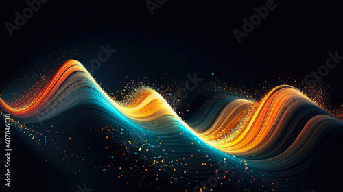 Holographic Glitter And Lights Arranged In Waves On A Dark Background In Neon Shades Created With The Help Of Artificial Intelligence