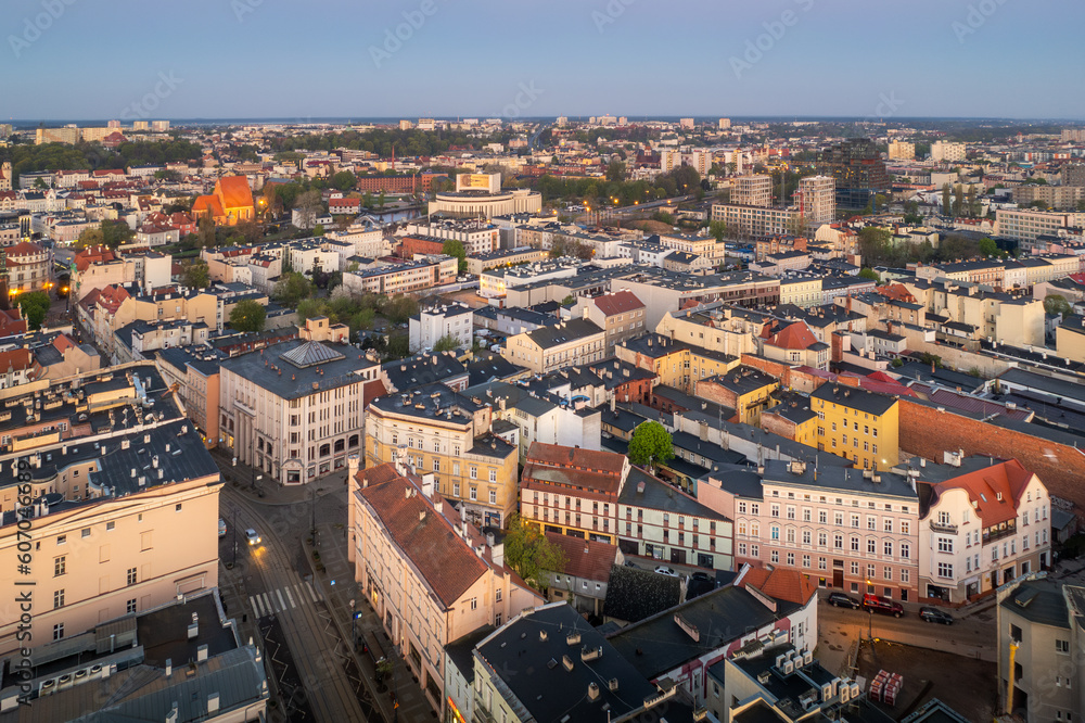 Aerial view of the downtown of Bydgoszcz