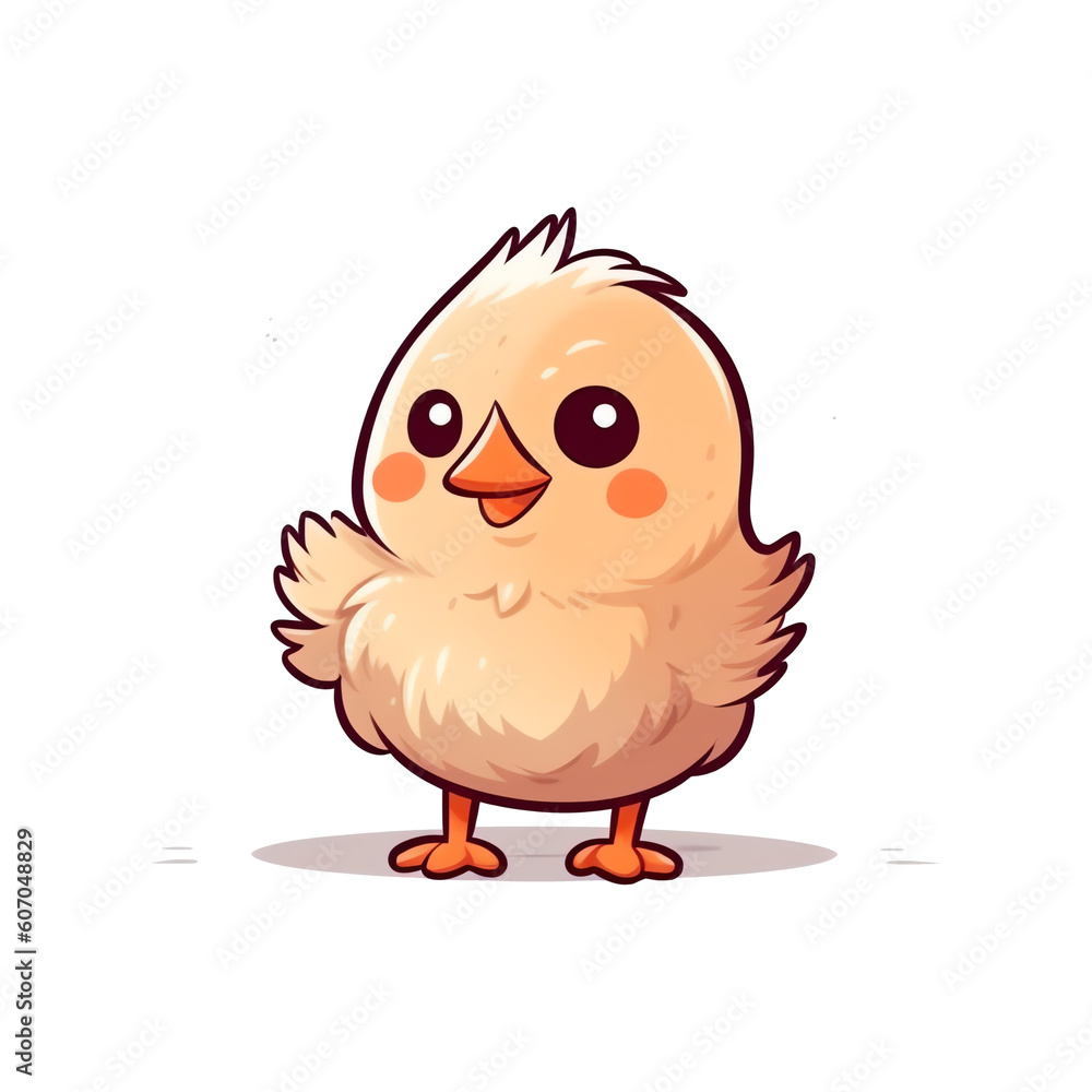 Playful Fowl: Adorable 2D Chicken Illustration