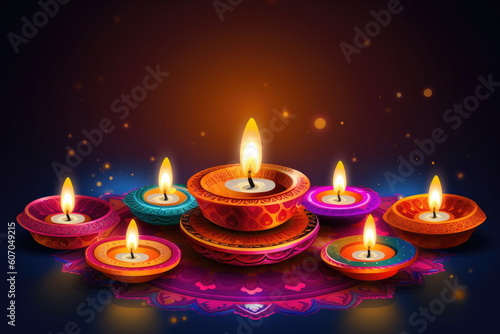 illustration of diya on diwali celebration