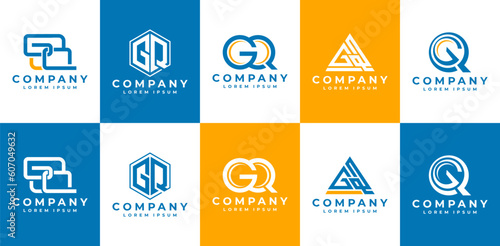 Minimalist line letter G Q GQ logo design
