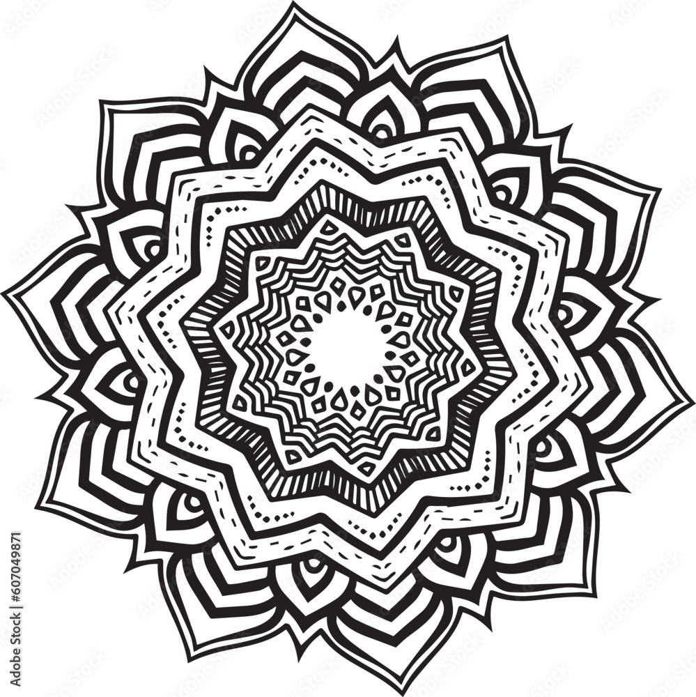 Hand drawing mandala flower pattern coloring page Hand drawing mandala flower pattern coloring page