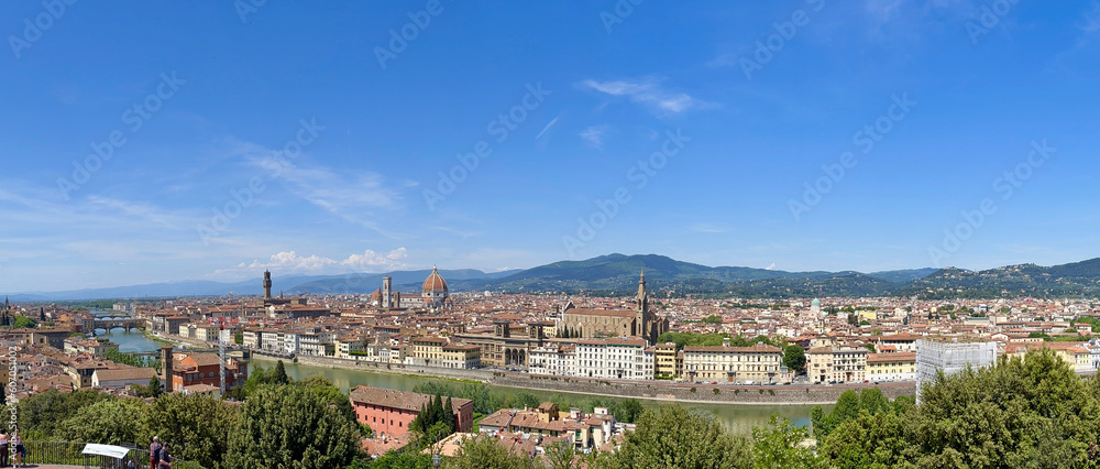 Panoramic view of Florence from Piazzale Michelangelo in Florence, Italy