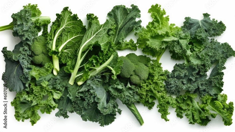 Kale With White background top view Created With Generative AI Technology Kale With White background top view Created With Generative AI Technology