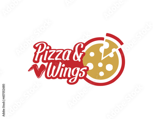 Pizza and Chicken Wings Restaurant Logo Design Template