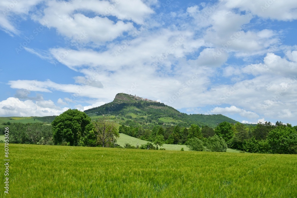 View of the characteristic countryside of the province of Avellino, Italy.