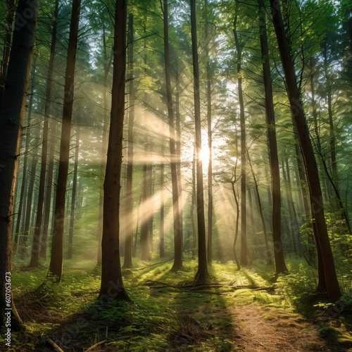 Wald im Sonnenlicht. Generative AI
