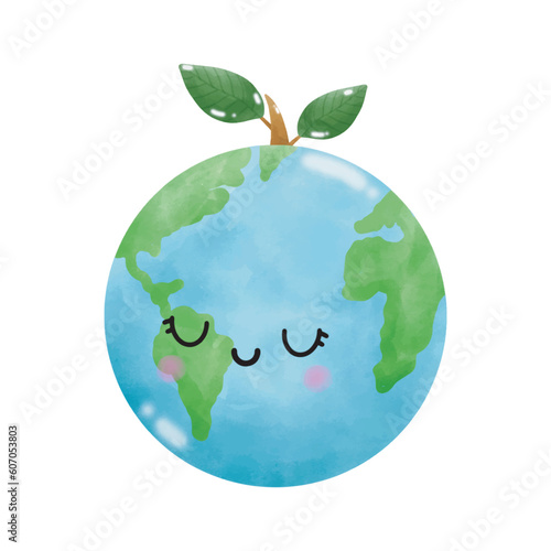 world watercolor emotion element ,world environment day, save the world, earth day, on white background vecter illustration