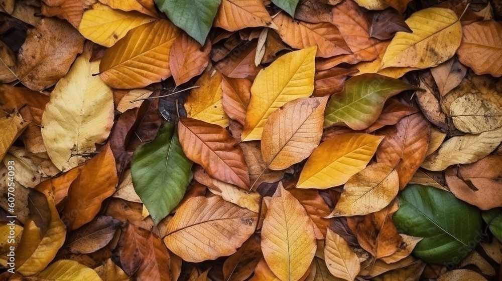 Autumn leaf on forest Generative AI