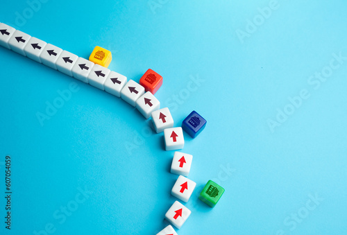 Competing businesses in a race in a shrinking market. Various companies striving to secure their position in a shrinking market. Adapt, innovate, differentiate from competitors to survive and thrive