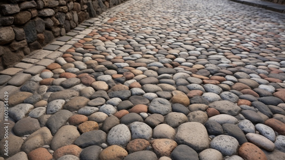 street in the old city with cobblestone road Generative AI street in the old city with cobblestone road Generative AI