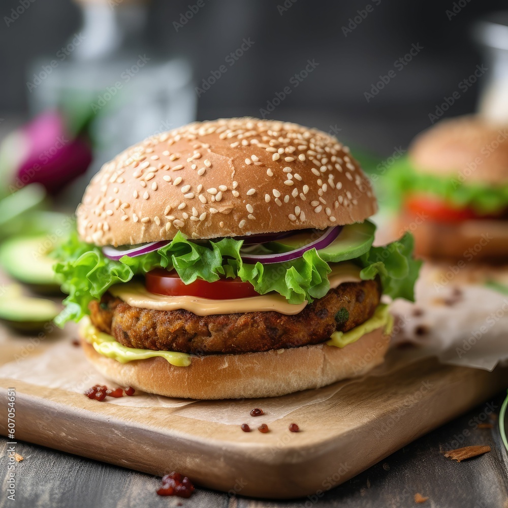 Vegan Burger with vegetables Vegan Burger with vegetables