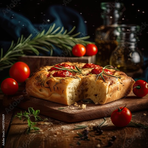 focaccia Bread with with tomatoes and thyme