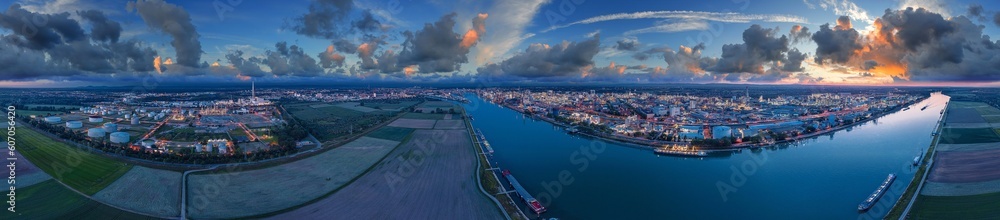 ludwigshafen Industrial area rhine river aerial 360°