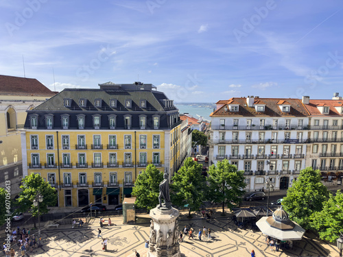 Lisbon / Portugal - 7 May 2023: Camões Monument in Luís de Camões Square (Praça Luís de Camões)