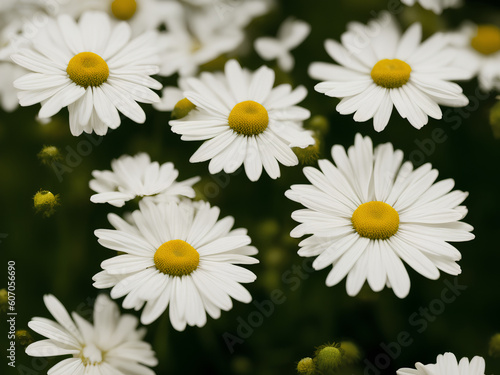 white daisies on black background