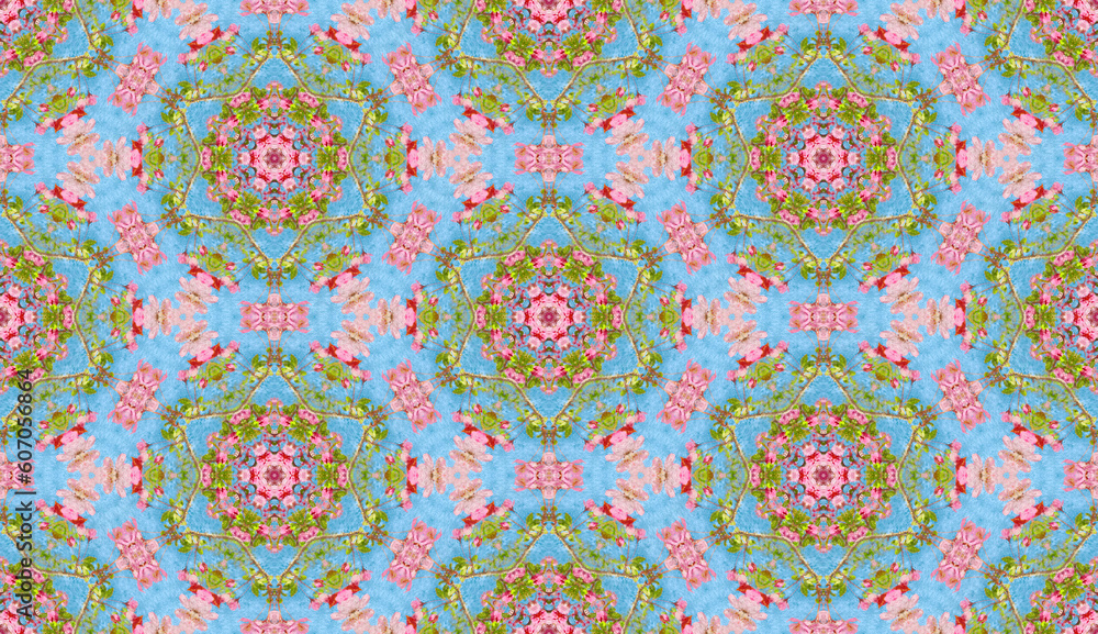 Seamless pattern of romantic pink flower with oil painting.
