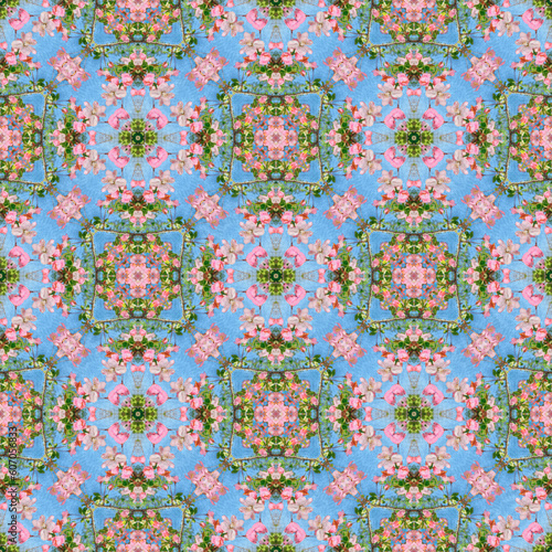 Seamless pattern of romantic pink flower with oil painting. 