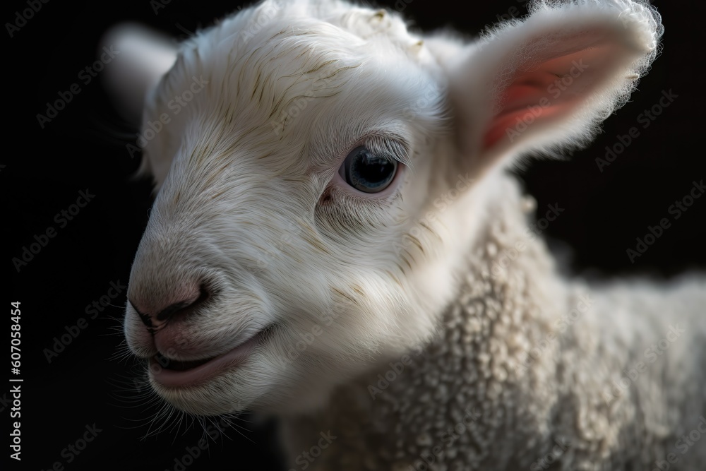 A Newborn Lamb Up Close and Adorable, Generative AI