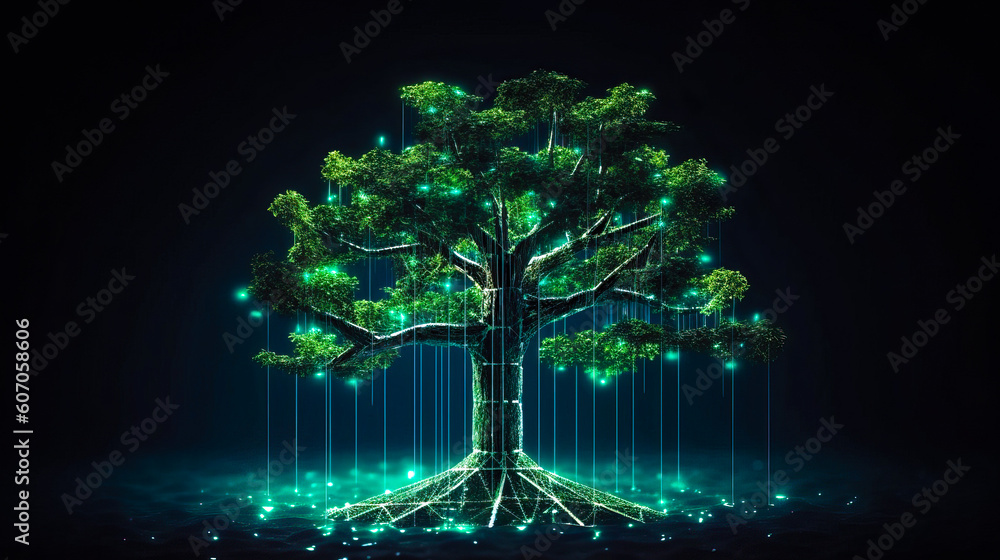 Bitcoin, cryptocurrency and blockchain technology, concept tree for your design. Ai generated Bitcoin, cryptocurrency and blockchain technology, concept tree for your design. Ai generated