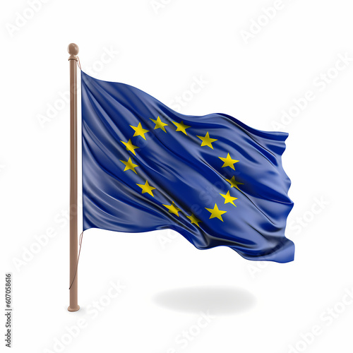 3D Flagge von Europa. Generative AI