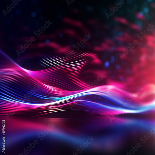 Futuristic background in the shape of a wave created using Generative AI technology