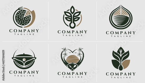 Luxury eco leaf cooking utensil logo design