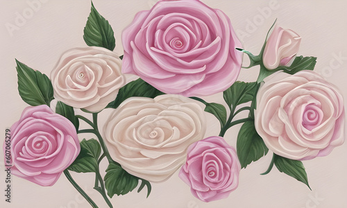 Antique Roses Watercolor illustration. Hand drawn underwater element design. Artistic vector marine design element. Illustration for greeting cards  printing and other design projects.