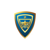 gold shield protection simple minimalist company logo vector illustration template design