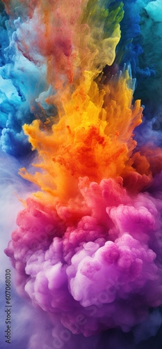 multicolored background with massive explosion of dry powder inks, ai tools generated image