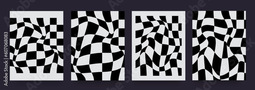 Set of minimal black squares. Checkerboard for posts, mobile apps, cards, invitations and banners design. Vector illustration.