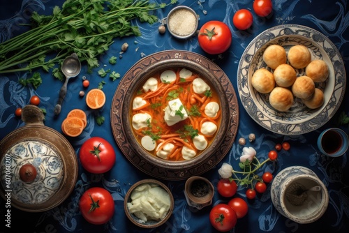 Delicious Russian Cuisine from Above: A Visual Feast of Traditional Flavors