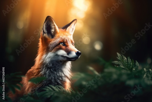 Serene Forest Landscape: Close-up Shot of a Fox Amidst the Scenic Beauty