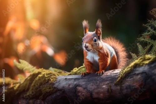 Playful Forest Friend  Squirrel Enjoying the Scenic Woodland Habitat