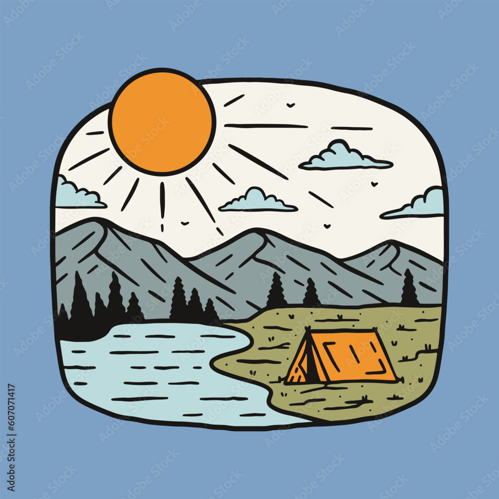 Camping and mountain graphic illustration vector art t-shirt design
