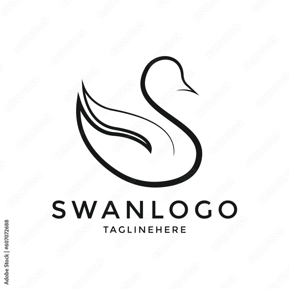 Obraz premium Swan line logo design idea