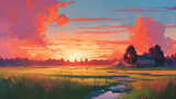 Stunning landscape painting illustration