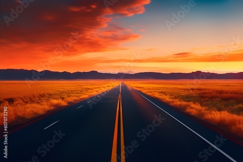 sunset on the road